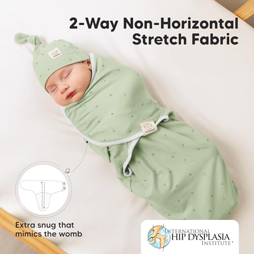 Image of KeaBabies 3-Pack Swaddles for Newborns, Girls, Boys with Hats - Organic Soft Baby Sleep Sacks, Breathable Baby Swaddle 3-6 Months Beanies Set, Premie Infant Sleep Sack 0-3 Months (Bunnies)