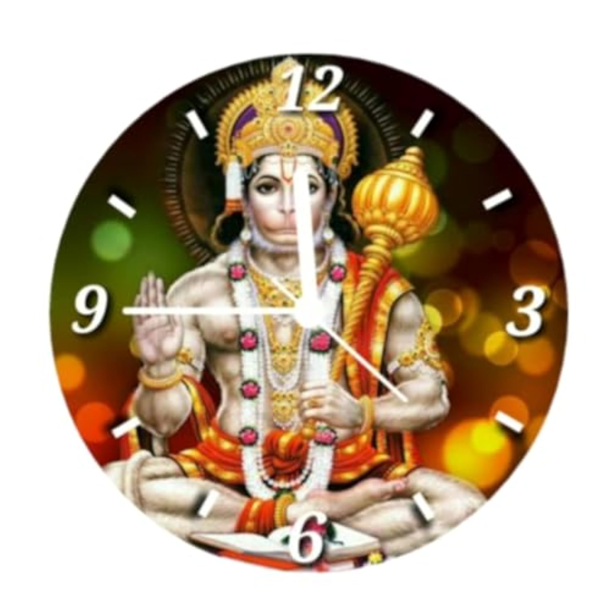 Lord Hanuman Devotional Wall Clock, Spiritual Design