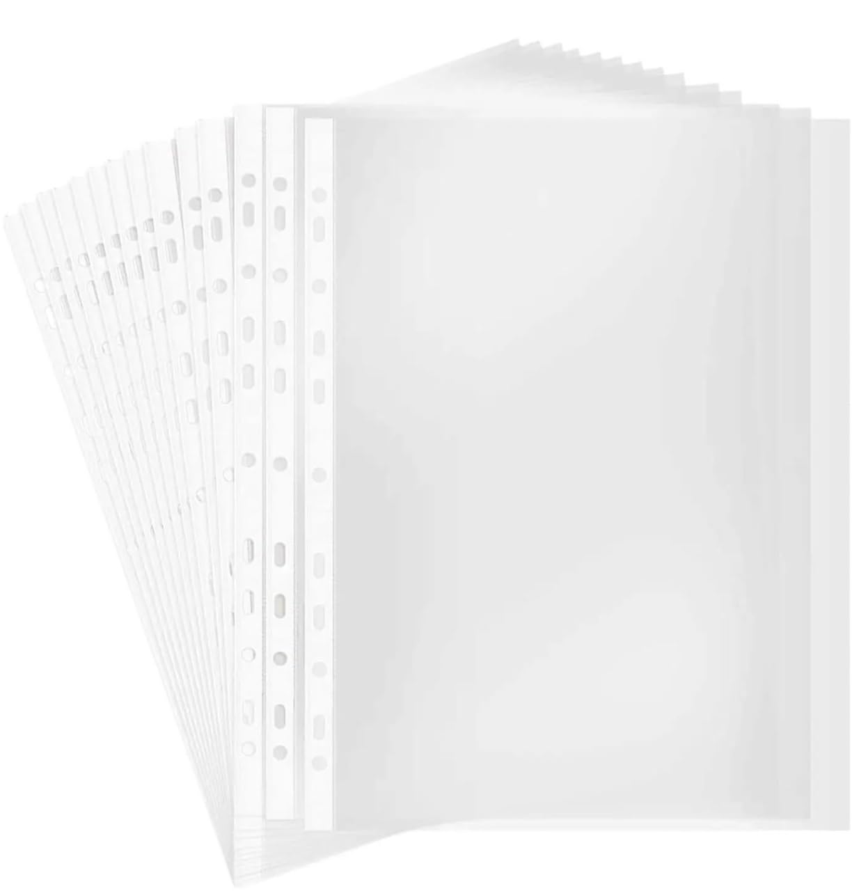 100 buste trasparenti con 11 fori, formato A4, per raccoglitori ad anelli, per raccoglitori ad anelli (spessore 4C)