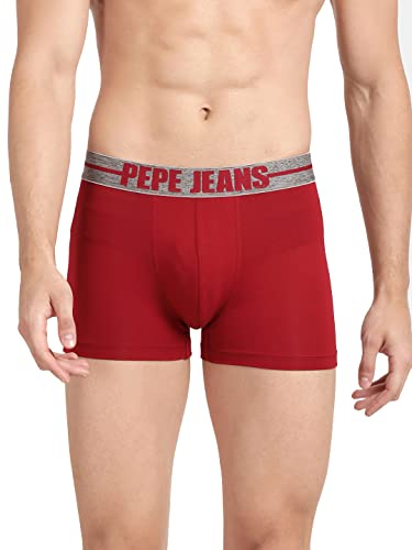Pepe Jeans Elasticated Solid Red Modal Regular Fit Power Play Trunk Innerwear, Underwear for Men - XL (Pack of 1)