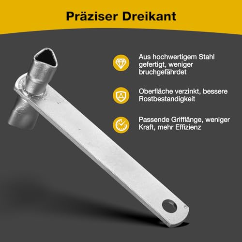 TUMALI M12 Dreikantschlüssel ，Pfostenschlüssel，Doppelte Größe M12/M10 Feuerwehrschlüssel，für Absperrpfosten,Pollerschlüssel-verzinktes Metall