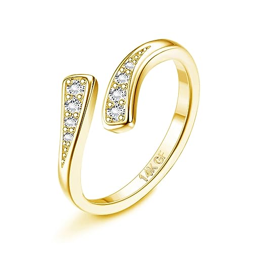 Fasacco 14K Gold Filled Toe Rings For Women Adjustable Open Pinky Rings Hug Band Cz Three Row Gold Toe Rings Foot Jewelry #TOP18