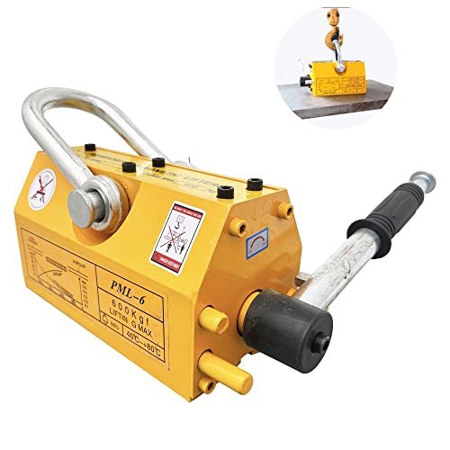 INTSUPERMAI Steel Magnetic Lifter Lifting Magnet with Release Heavy Duty Permanent Lift Magnets for Hoist Shop Crane Block Board 1320LB / 600KG