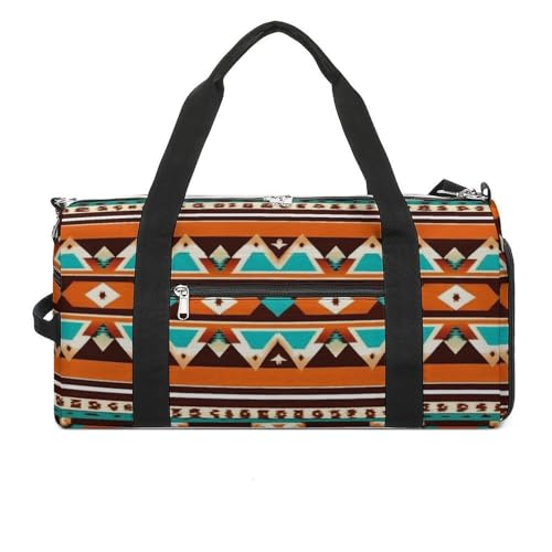 Sport Duffle Bag Travel Weekender Carry On Beach Yoga Overnight Luggage Bag Tribal Navajo Indiana Western Southwest Ethnic