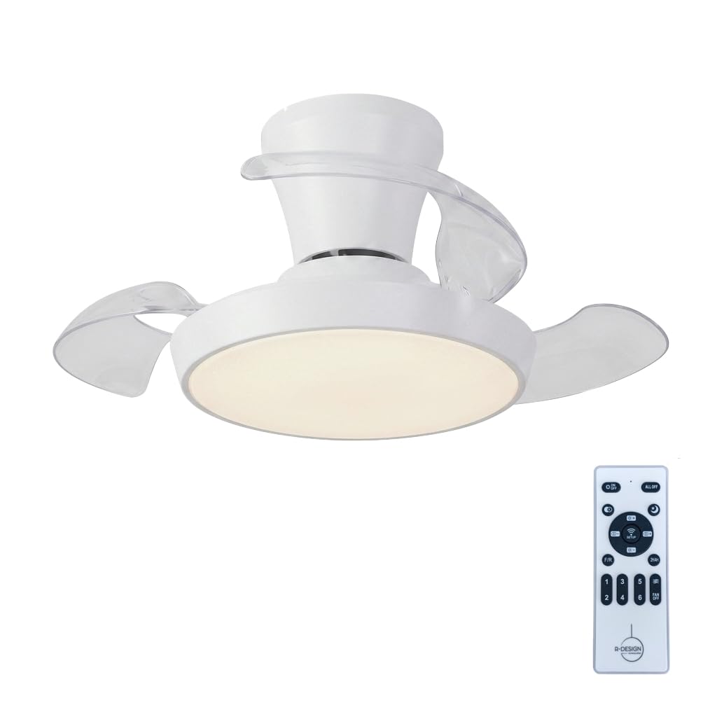 Ventilador de Techo Rectátil con Luz LED Regulable 3 CCT, 6 Velocidades, Mando a Distancia, Función Invierno/Verano, Temporizador y Memoria, Diseño Moderno, Ø96,5 cm (Blanco hielo)