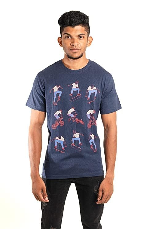 Image of Amazon Brand - Nora Nico Half Sleeve Round Neck 100% Cotton Tshirt for Mens Pack of 2 Regular Fit Printed T-Shirts Combo