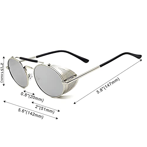 Image of RONSOU Steampunk Style Round Vintage Polarized Sunglasses Retro Eyewear UV400 Protection Matel Frame