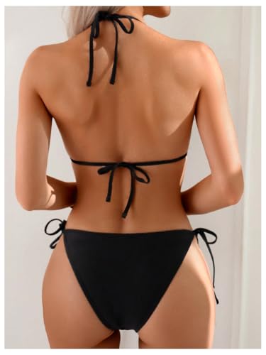 SOLY HUX Women's One Piece Bathing Suits Halter Neck Cutout String Cheeky Swimsuits Beachwear2