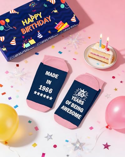 Belloxis 60th Birthday Gifts for Women Grip Socks 60th Birthday Gifts for 60 Year Old Woman for Her Mum Cosy Cotton Socks - Image 2