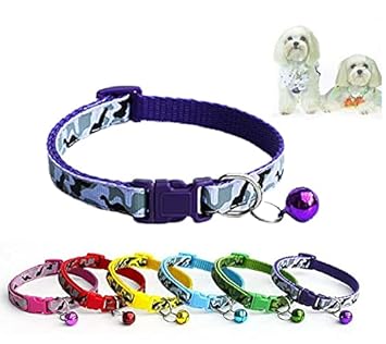 Dog Trust Cat Collars Set of 2 with Bell,Kitten and Small Dogs Soft Adjustable Collar Safe,Solid and Protection Breakaway for Cats and Puppies,Cute Kitty Neckband with Paw Print- (Random Colors)