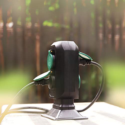 SALCAR Gartensteckdose mit Erdspieß, Außensteckdose mit 4-Fach,...