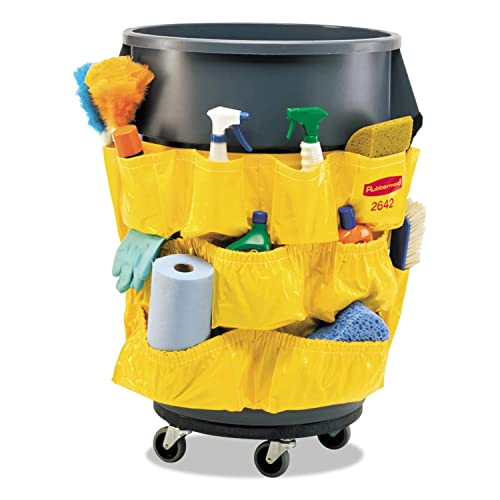 Image of Rubbermaid Commercial Products Supply Organizing Caddy for Brute Trash Cans Yellow Tool Organizer Storage for Spray Bottles /Paper Towels /Gloves /Scrub Brush,(Pack of 6)