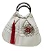 athizay Top handle Potli bags tassel hanging wooden handle solid plain with Big Jute Flower Embellished hand carry bag wristlets bags for women