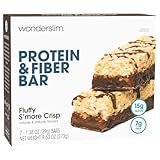 Wonderslim High Fiber Protein Bars, Fluffy S'more Crisp | 15g Protein, 8g Fiber | Low Sugar, Low Carb | Healthy Indulgence | Satisfying, Supports Energy & On-the-Go Convenience, 7 Pack