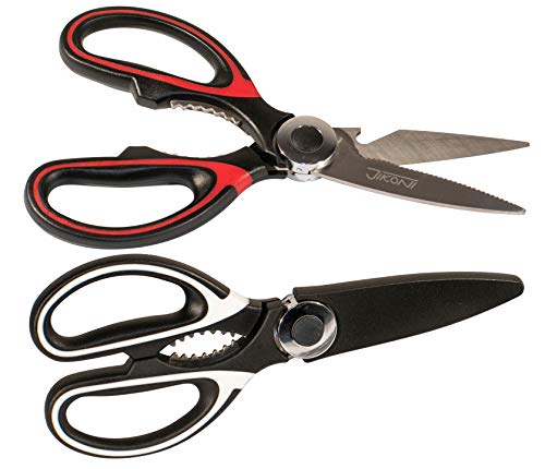 Jikoni twin-pack multipurpose kitchen scissors - heavy-duty kitchen shears stainless steel dishwasher safe meat poultry chicken and general use and suitable for left-handed people