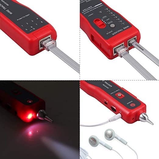 ULTRABYTES Network Cable Wire Tracker Cable Tester UTP STP RJ11 RJ45 Cat5 Cat5E Cat6 Telephone Wire Tracker Tracer Toner Detector Line Finder 2
