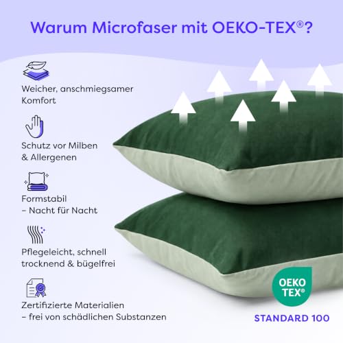 Wolkenfeld Kopfkissenbezug 70x90 – Kissenbezug für langes Kissen & Seitenschläferkissen – Öko-Tex Zertifiziert… – Ansicht 4