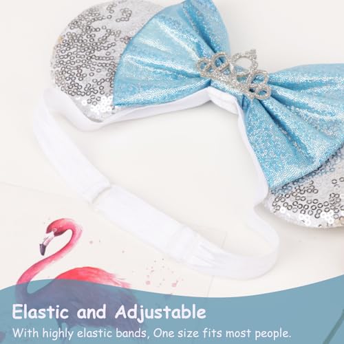 Image of DRESHOW Minnie Ears Headbands Mouse Ears Sequin Bow Headbands Elastic Adjustable Headband Glitter Party Decoration Cosplay Costume for Women