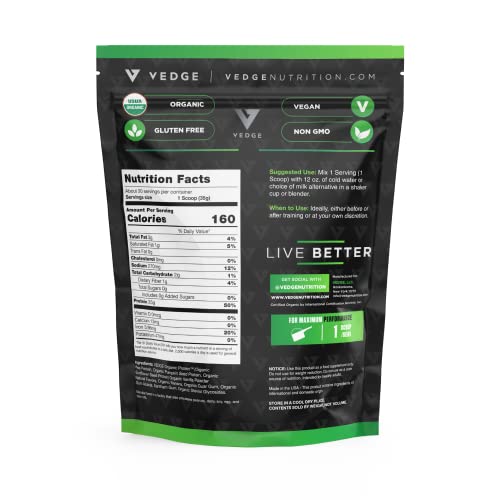 Vedge Certified Organic Plant Protein Vanilla Ice Cream (20 Servings) - Plant-Based Vegan Protein Powder, Usda Organic, Gluten Free, Non Dairy Nutrition Plant Protein #TOP1