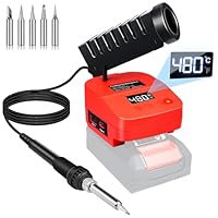 GZYZ Akku-Lötkolben-Set kompatibel mit Ein hell PXC 18V Akku, Tragbarer Lötkolben mit USB und Typ-C, Einstellbarer Temperaturbereich 180–480 °C für Heimwerkerarbeiten, Elektroarbeiten (Ohne Akku)