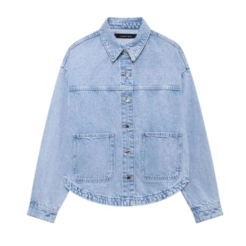 Women's Denim Summer Urban Solid Color Jacket Blue M