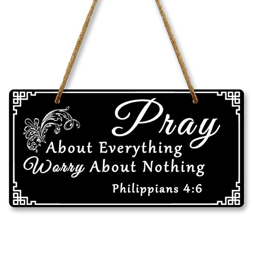 Bible Verse Wall Decor Hanging Plaque Sign 10x5 Inch Front Door Sign Pray Sign for Home Decor Housewarming Gifts Farmhouse Wall Decoration Outdoor Signs Bedroom Signs Business Signs Living Room Decor