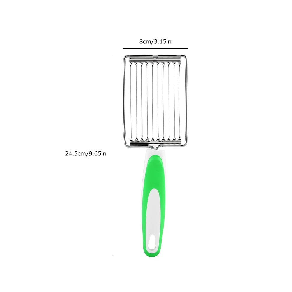 Tomato Cutter, Stainless Steel Lunch Meat Cutter Tomato Cutter Fruit Slicer Stainless Steel Meat Cutter with Handle for Tomato Ham Egg(Green)