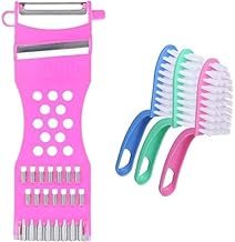 مقشر الخضروات والبطاطس 5 × 1 من ياسين - متعدد الالوان + مجموعة فرش بلاستيكية لتنظيف الاسماك، 3 قطع - متعدد الالوان