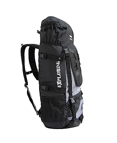 MOCHILA TRILHA 75L CAMPING ESPORTE ESCOTEIROS ACAMPAMENTO REFORÇADA (Preto)