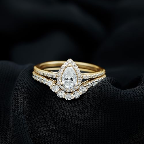 Certified Moissanite 4X6 Pear Shaped Engagement Ring With Enhancer, D-Vs1 Quality, Moissanite Bridal Ring Set3