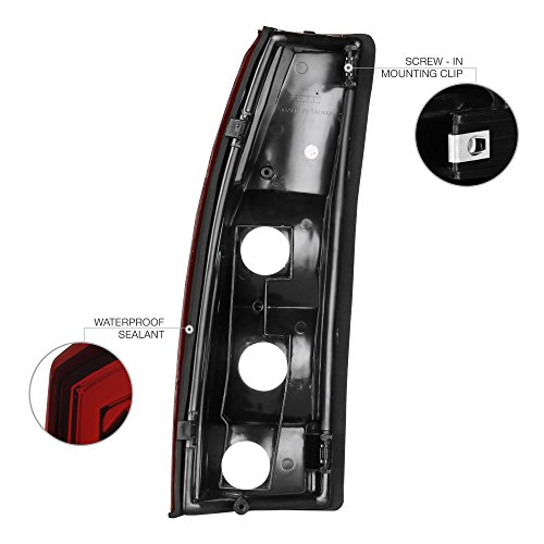 Vipmotoz For 1988-1999 Chevy Gmc C/K 1500 2500 3500 Pickup Suburban Tail Lights - [Factory Style] - Rosso Red Housing, Smoke Lens, Driver And Passenger Side #TOP3