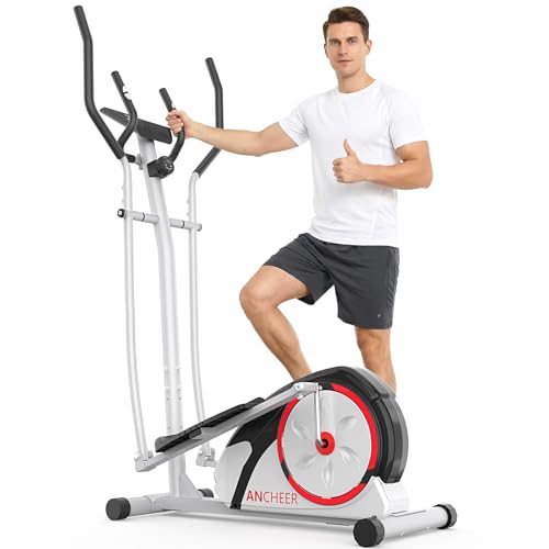 Elliptical Exercise Machine,Ultra-Quiet Drive Elliptical Machine for home,Smart Upright Elliptical Magnetic Resistance System,Pulse Sensor Built-in,LCD Monitor, 500LBS Capacity Full-Body Cross trainer