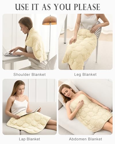 Image of Cottonblue Weighted Lap Blanket Pad 5 lbs 29 inch x 33 inch, Cozy Luxury Crystal Velvet Weighted Blanket for Adults Teens, Small Weighted Blanket Throw All Season for Travel Relaxation Sleeping, Beige