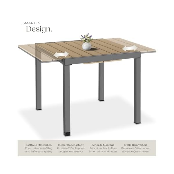 Patioco Ausziehbarer Gartentisch Aluminium Holzoptik