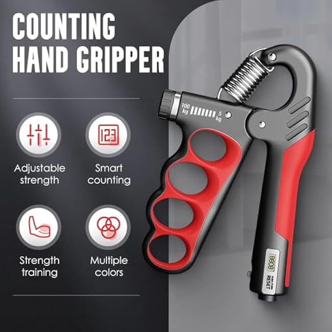 Adjustable Hand Grip Trainer with Electronic Counting, 2025 New Grip Strength Trainer 5-100KG/11-220LB Adjustable Hand Gripper Strengthener Forearm Exerciser for Adults Training Strength