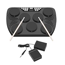 γDigital Drum KitγThis portable electronic drum kit features 2 foot pedals and 7 different drum pads, including snare, tom, bass, and cymbals, allowing you to play a variety of rhythms. It includes 30 demo songs, 16 realistic drum sounds, and 5 metro...