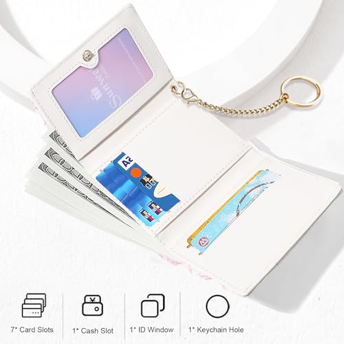 Image of Sunwel Fashion Cute Coquette Bow Wallet with Key-chain for Women Girls | Bow Print Wallet Card Holder ID Window
