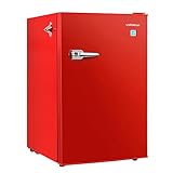 Upstreman 4.5 Cu.ft Compact Refrigerator, Mini Fridge with Freezer for Bedroom, Adjustable Thermostat, Retro Design, Side Bottle Opener, Small Fridge for Office, Bedroom, Dorm, Bar, CR-45