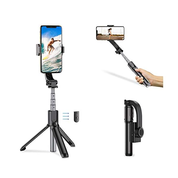 APEXEL 1-Achsen-Faltbarer tragbarer Selfie-Stick mit 10m kabelloser Steuerung, Anti-Shake-Stativ, automatischem Balance-Gimbal-Stabilisator, Beste Reisewahl für iOS/Android-Smartphone-Fotografie.