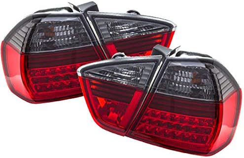 Compatible/Replacement For 05-08 BMW E90 3-Series 320i 325i 328i 330i 335i 4Door Sedan Only Led Tail Lights Red Smoked Lens/Chrome Housing