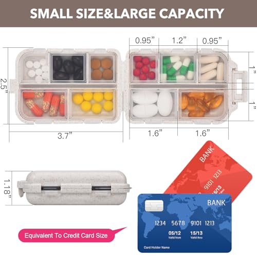 Image of Travel Pill Organizer with 189 Labels, Pill Case Travel Medicine Pill Organizer Pill Container Vacation Travel Essentials for Women (Beige, 1 Pack)