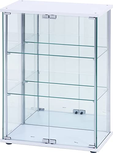 不二貿易 コレクションケース フィギュアケース 3段 幅60.5×奥行36.5×高さ85cm ホワイト ワイドタイプ 背面ミラー 72802