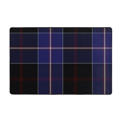 Dunlop Clan Family Tartan Flannel Non-Slip Carpet Soft Plush Absorbent Floor Mat with Memory Foam – Durable Polyester Rug for Living Room, Bedside, Office, Balcony