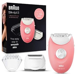 Braun Silk-épil 3 Beauty-Set, Epilierer Damen für Haarentfernung, Aufsätze für Rasierer, Trimmer und Massage für Körper, 3-440, flamingo/weiß