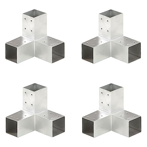 vidaXL 4x Conectores de Postes en Y Soporte Jardín Patio al Aire Libre Estacas Exterior Valla Cerca Separador Metal Galvanizado 71x71mm