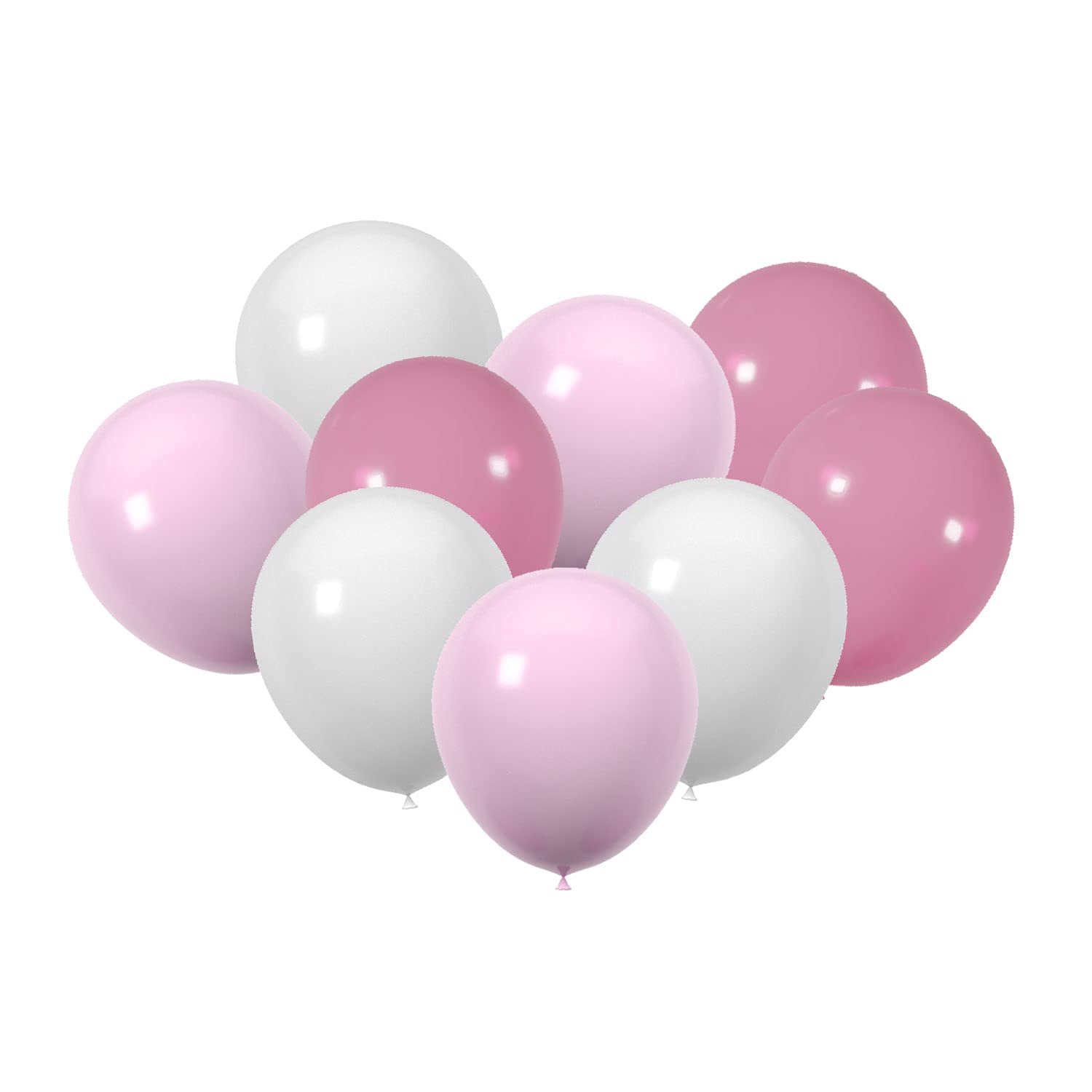 JODIDI 60 Count 12-Inch Pastel Pink And White Latex Balloons - Wedding Birthday Baby Shower Decorations, Spring Party Supplies