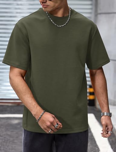 Image of Herberton Mens Oversized T-Shirts Heavyweight Cotton Stretch Fashion Thick Tee Tops (S-3XL)