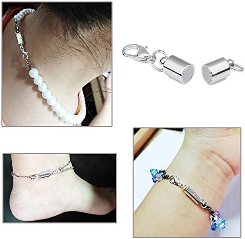 Magnetic Lobster Clasps for Necklace Bracelet Jewelry Making, Lobster Clasp Connector for Jewellery Making Finding DIY Bracelets Necklace Claw Clasps Silver 10pcs