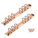 2PCS A6 Rose Gold Binder Mechanism Replacement Kit 6 Holes Metal Loose Leaf Notebook Binding Spines...