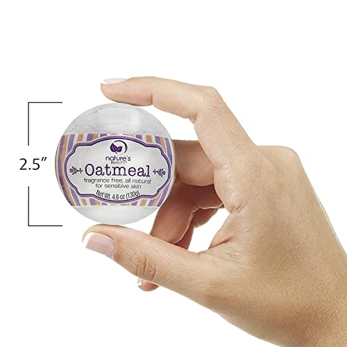 Nature's Beauty Oatmeal Fragrance-Free Bath Bomb Multi-Pack - Natural Hand Crafted, Non-Staining, Luxury Fizzy Spa Bomb, Sooth Dry + Itchy Skin Made W/ Almond + Coconut Oil, 4.6 Oz (4 Pack) #TOP2